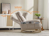 Modern Accent Rocking Chair Rocking Chair with Solid Wood Legs, Upholstered Nursery Glider Rocker, 00466721