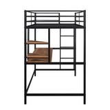 Twin Metal Loft Bed with Desk and Shelve,Black MF292491AAB
