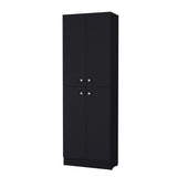 ZUN Black Pantry Cabinet with 4 Doors and 5 Hidden Shelves B062P193660