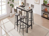 Bar Table Set with 4 Bar stools PU Soft seat with backrest, Grey, 47.24'' L x 23.62'' W x 35.43'' H 17125844