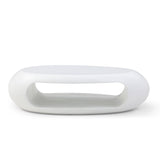 ZUN 53.93" Oval Coffee Table, Sturdy Fiberglass table for Living Room, White, No Need Assembly W876P178607