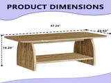 47 inch modern living room coffee table, double-layer rectangular coffee table with storage W1727P356434