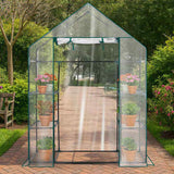 Mini Walk-in Greenhouse with PVC Cover, 4-Shelf Indoor Outdoor Planting Green House for 62584139