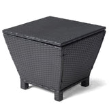Outdoor PE Wicker Side Table with Storage, Small Patio Storage Bin Container for Hose Cushion Towel, 92404890