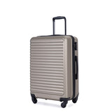 3 Piece Luggage Sets ABS Lightweight Suitcase with Two Hooks, Spinner Wheels, TSA Lock, W284P146216