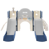 ZUN Kids Slide Playset Structure 7 in 1, Freestanding Spaceship Set with Slide, Arch Tunnel, Ring Toss PP322884AAC