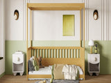 Twin Size Canopy Bed Frame with Guardrails for Kids,Floor Bed Twin with Four Poster Design,Kids W1858P252839