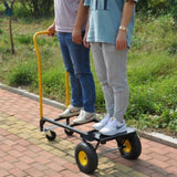 HT1006BK-YL Hand Truck Dual Purpose 2 Wheel Dolly Cart and 4 Wheel Push Cart with Swivel Wheels 330 W227109388