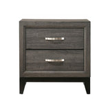Wooden Nightstand with 2 Drawers in Weathered Gray Finish B016P253581