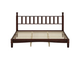 Queen Size Wood Platform Bed with Gourd Shaped Headboard,Retro Style Platform Bed with Wooden Slat N733P206242D