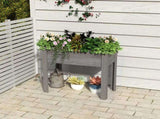 Grey Bed with Legs, Elevated Wooden Planter Box for Outdoor Plants Flowers Fruits Vegetable Herb 53470773