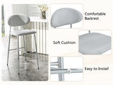 Set of 2 Modern Bar Stools, CurvedBack PU Leather Upholstered Counter Chairs, Metal Frame with W1151P433264