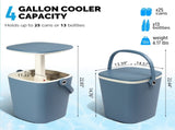 Outdoor Cooler Table, 4 Gallon Portable Cooler Side Table with Handle, Bottle Opener and Lift Top 64692168