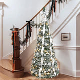6FT Flocked Pop-Up Christmas Tree with 150 Warm White UL Lights Pre-Decorated with Ornaments, T3637P338603