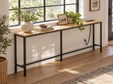 62.99"x7.87"x31.10" Console Table, MDF with Melamine Veneer & Iron Frame, with Power Outlet, Oak 30478404