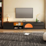 ZUN ON-TREND Modern TV Stand with Fluted Glass Door for TVs Up to 100", Media Console with Sliding Door N721P198932B