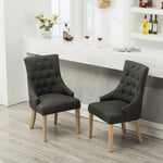 ZUN Charcoal Button Tufted Solid Wood Wingback Hostess Chairs with Nail Heads Set of 2 T2574P164606