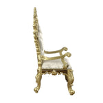 ZUN ACME Desiderius Arm Chair , Beige Fabric, Antique Gold & Hand Paint Brown DN60002