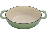Cast iron 7.5QT cooking pot - Gradient green color - Includes two silicone gloves - Enamel pot 13858478
