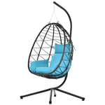 ZUN Egg Chair with Stand Indoor Outdoor Swing Chair Patio Wicker Hanging Egg Chair Hanging Basket Chair 30094924