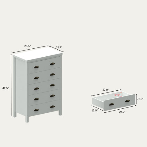 ZUN 5 Drawer Chest with Interlock Drawer Feature – Drawer Slide And Interlock Pre-Assembly, Drawer Chest 67964812