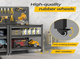 Work Bench with Pegboard,Heavy Duty 3000lbs Capacity Workbench with Wheels Adjustable Shelves,Tool 78727447