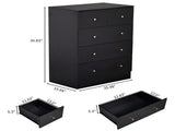 25.98*15.75"*35.83" 4-Tier 5-Drawer Cabinet Drawer Dresser with Gold Handles Black 54386504