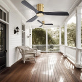 ZUN Indoor 52 Inch Ceiling Fan Without Light 3 Solid Wood Fan Blade Noiseless Reversible Dc Motor Remote W934P145931