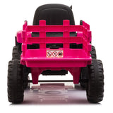 ZUN 12V Kids Ride On Tractor with Trailer, Battery Powered Electric Car w/ Music, USB, Music, LED W2181137658