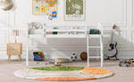 ZUN Full Size Wood Low Loft Bed with Ladder, ladder can be placed on the left or right, White WF531952AAK