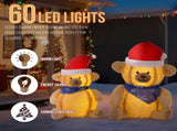 Set of 2 Lighted Plush Bear Christmas Decorations, Pre-lit Pull Up Holiday Decor with 60 Warm White 24322827