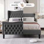 ZUN LIFT UP VELVET GRAY FULL SIZE BED W2239P242443