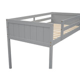 ZUN Twin Size Wood Low Loft Bed with Ladder, ladder can be placed on the left or right, Gray WF313084AAE