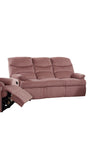 Luxurious Velvet Blush Pink Color 3-Seater Manual Recliner Sofa Couch Manual Motion Plush Armrest B011P163888