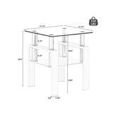 Set of 2, Modern Tempered Glass Tea Table Coffee Table End Table, Square Table for Living Room, W241104208