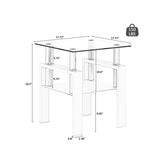 ZUN Set of 2, Modern Tempered Glass Tea Table Coffee Table End Table, Square Table for Living Room, 28812852