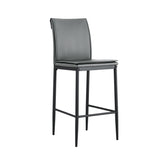 ZUN Grey Leather Barstool Dining Counter Height Chair Set of 2 W24154204