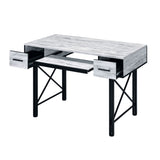 Antique White and Black Computer Desk with Keyboard Tray B062P184558