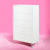 White 5-Drawer Chest with Single Handles B062P209028
