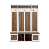 5-in-1 Entryway Bench with Coat Rack, 7 Sturdy Hooks, 2 Spacious Drawers and Adjustable Shelves, 88805831