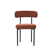 ZUN Brown Boucle Dining Chairs Set of 2,Mid-Century Modern Curved Backrest Chair,Round Upholstered W2533P171682