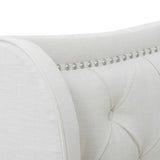 ZUN Marcella Upholstered Shelter Headboard Bed Set, King, Antique White Polyester B2719P238224