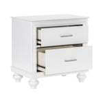 ZUN Modern Bedroom Two Drawers Nightstand 1pc White Finish Acrylic Crystal Drawers Wooden B011111261