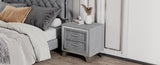 2-Drawer Nightstand with Metal Legs for Bedroom, Mid Century Nightstand Fully Assembled Except Legs N733P183659E