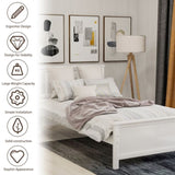 Twin Size Wood Platform Bed with Headboard,Footboard and Wood Slat Support, White WF191769AAK