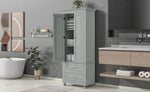 ZUN Tall Storage Cabinet with Two Drawers for Bathroom/Office, Grey WF299284AAE