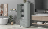 ZUN Tall Storage Cabinet with Two Drawers for Bathroom/Office, Grey WF299284AAE