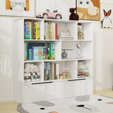 Toy Storage Organizer with 2 Movable Drawers, Multi-Functional 7 Shelf Kids Bookcase with 2 Hooks, W282P196031