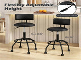 Adjustable Height Swivel Bar Stool with Wheels, 360&deg Rolling PU Leather Counter Bar Chair with 72362508