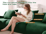 Soft Teddy Fabric Boneless Sofa,No Assembly Required Streamlined Design,Anti-Slip Design 32D High W714P357241